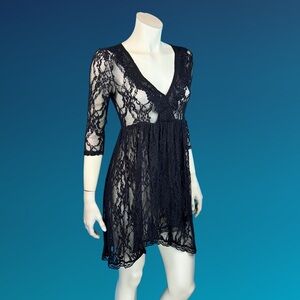 FREE PEOPLE Black Lace Babydoll Dress 6